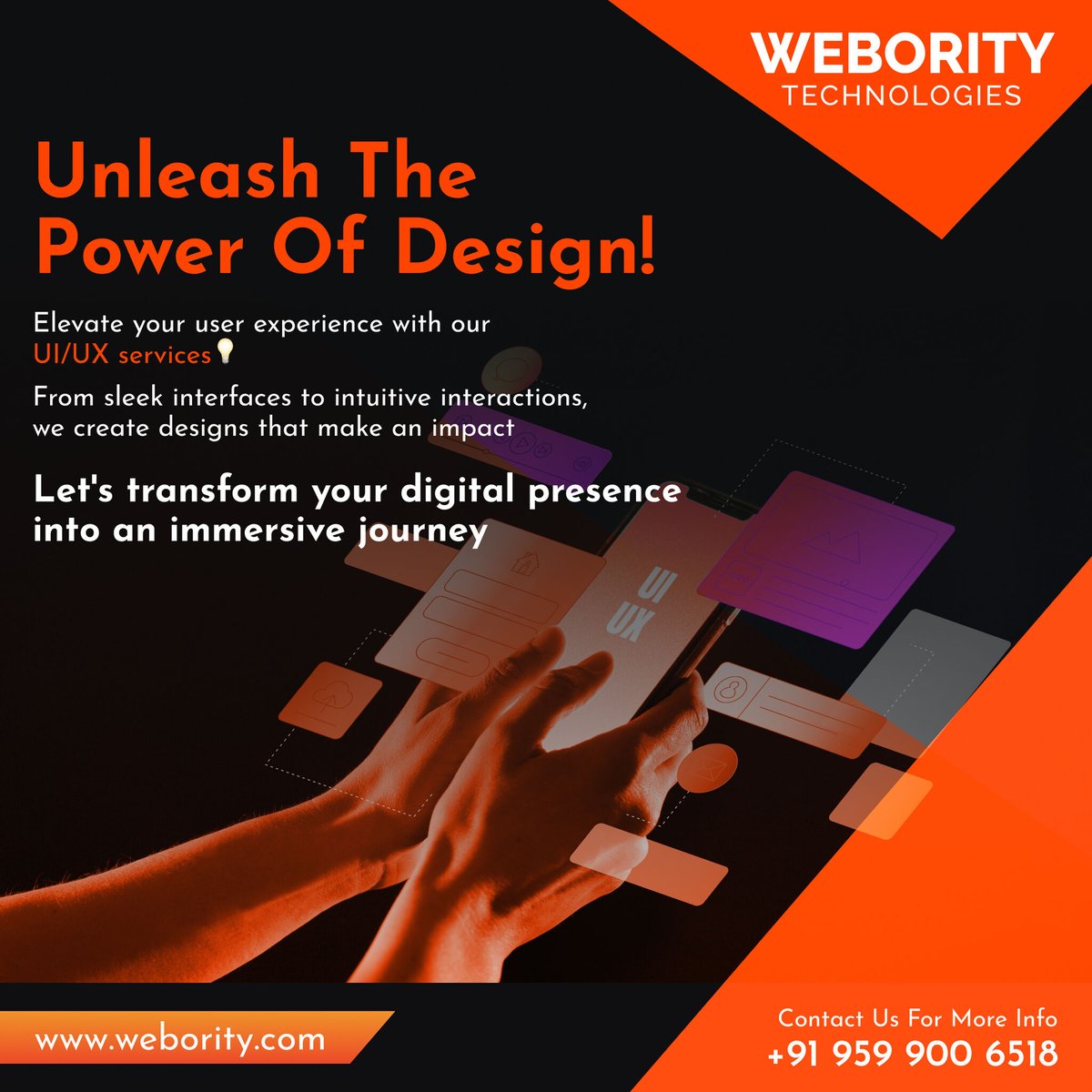 webority's tweet image. Our UI/UX services are tailored to elevate your digital presence and captivate your audience. From sleek interfaces to intuitive interactions, we craft designs that make a lasting impact. 

#UIUXServices #UserExperience #DigitalDesign #ImmersiveJourney #DesignImpact