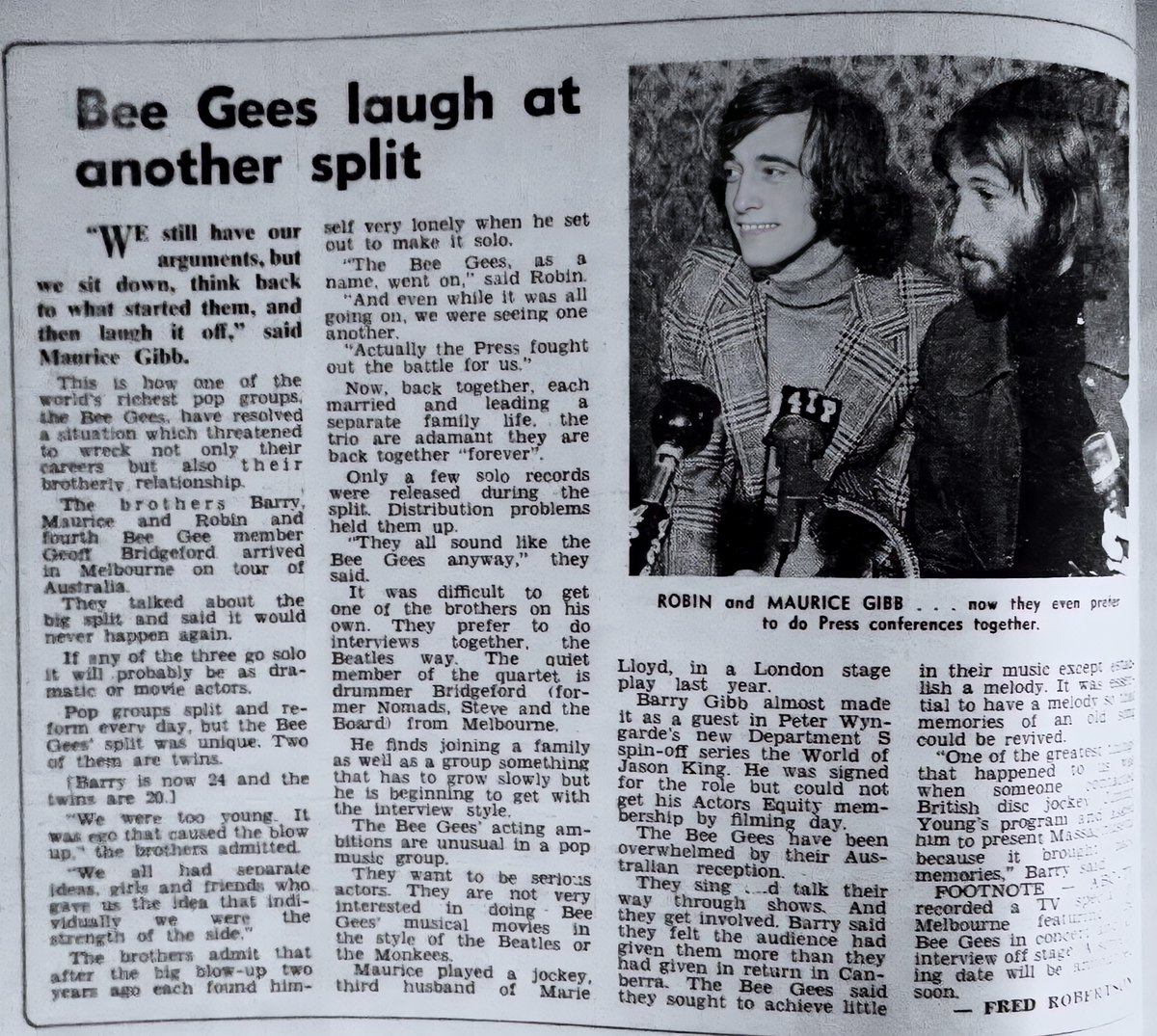 Some of the things I like...

Perusing throwback magazine articles

July 21-1971 Australian TV Magazine

#BeeGees #RobinGibb #MauriceGibb