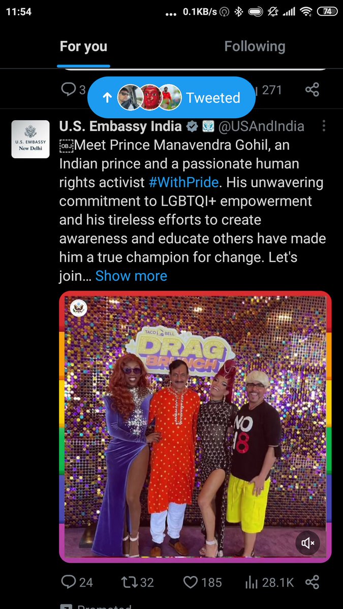 LokParitraan's tweet image. This entire #LGBTQ derangency is a USA import and their #WithPride campaign continues unabated in India under 56"