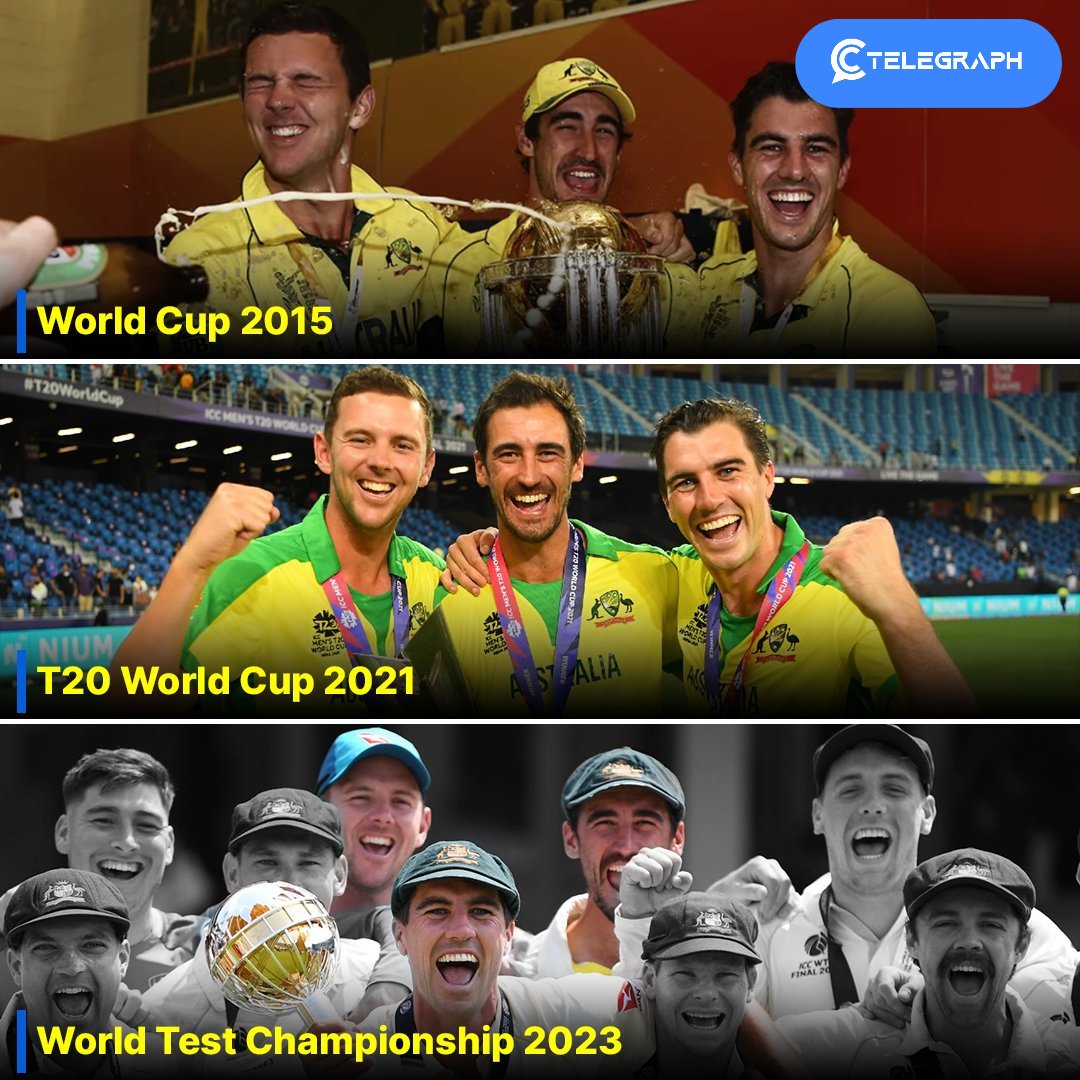 The trio of Cummins-Starc-Hazlewood is ruling ICC tournaments 🦁

#Australia #WTCFinal #PatCummins #MitchellStarc #JoshHazlewood