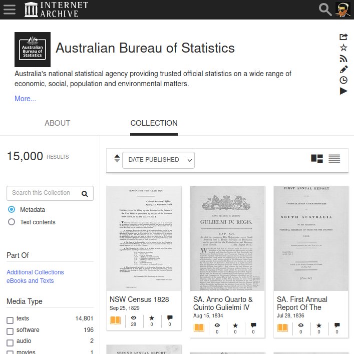 scott_marley82's tweet photo. On the 12th June 2023, we reached a new milestone - 15,000 digital publications uploaded to the @internetarchive
https://t.co/fvXulIE8mp
Stayed tuned, 1000s more to come #statistics #data #aushistory #internetarchive #digitalbooks #ausstats #australia #census https://t.co/02Z2DRZKKi