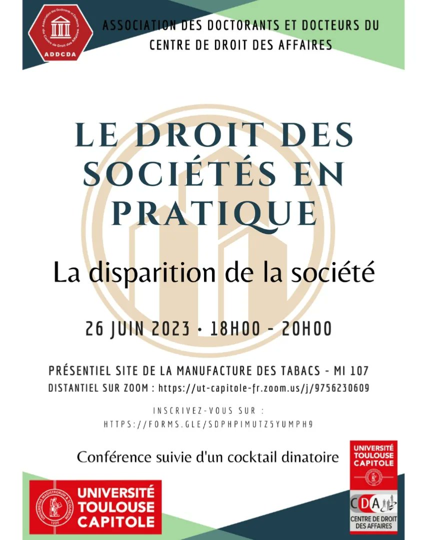 ADDCDA_UTCAP's tweet image. L&apos;#ADDCDA vous invite à la dernière #conférence du cycle relatif à la #création de la #société 
#Rdv le 26/06 à l&apos;#UT1 à 18h00
