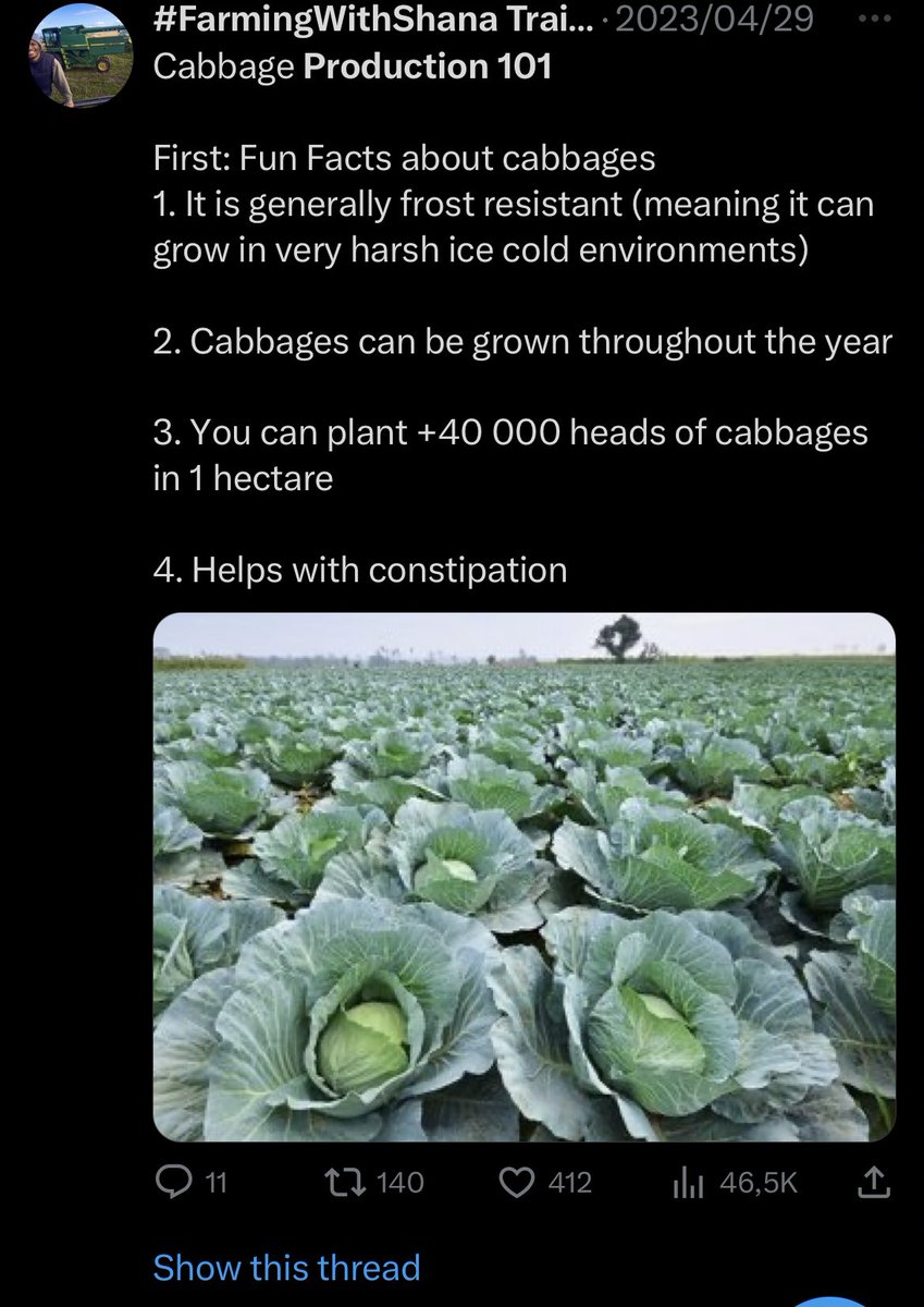 new_shana's tweet photo. Hi #FarmingWithShana family kindly let me know in the comment section the threads you’d like me to do…

We’ve done :

1. Cabbage Prod 101

2. Tomato Prod 101

3. Potato Prod 101

4. Onion Prod 101

5. Butternut Prod 101

6. Game Farming

7. How to buy a farm 101

🙏 https://t.co/cpCHjJl8B7