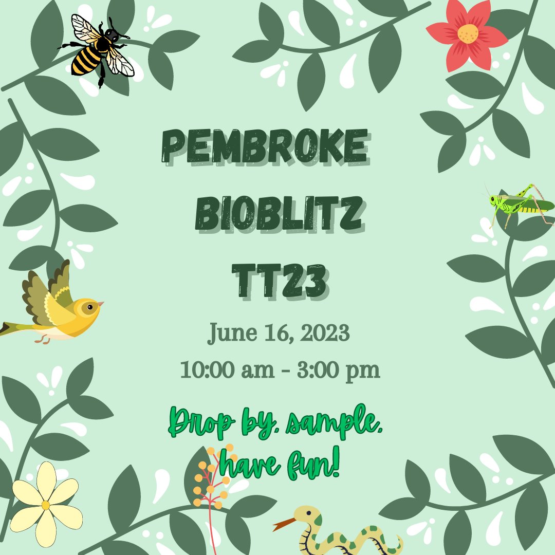 We will be doing a Bioblitz on the 16th of June between 10am - 3pm! The Bioblitz will take place in two fields adjacent to the Pembroke Sports Ground and will survey local wildlife. This will be a fun and informative event! Link to sign up: forms.gle/jNkMjZm3nonECj…