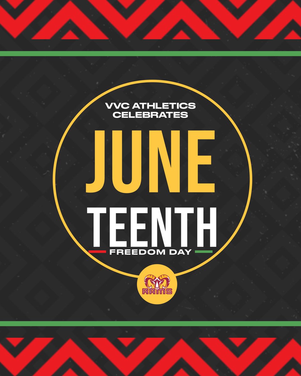 Today we celebrate freedom, unity, and the continued pursuit of a more inclusive world. . . . #VVC I #Athletic I #RAMS I #vvcathletics | #GoRams I #GoVVC I #JuneTeenth
