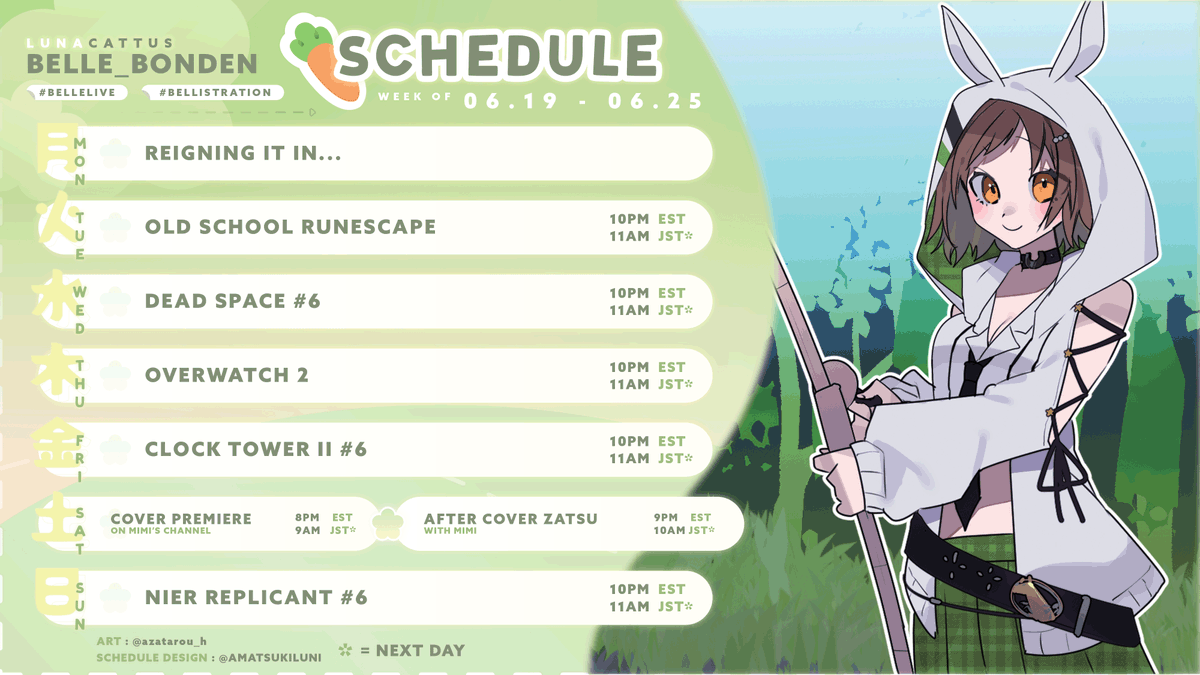 Belle_bondEN's tweet photo. 🌻 STREAMS WEEK 06.19 - 06.25 🌻
TAGS
ART: #bellistration
NSFW: #bellussy
LIVE: #bellelive
PET PICS: #bellezoo
LINKS
YT: https://t.co/wLbR8RgQwE
THRONE: https://t.co/a9R4kLMvHW
MARSHMALLOW: https://t.co/qrLocWfG9S https://t.co/yc0D46P33G