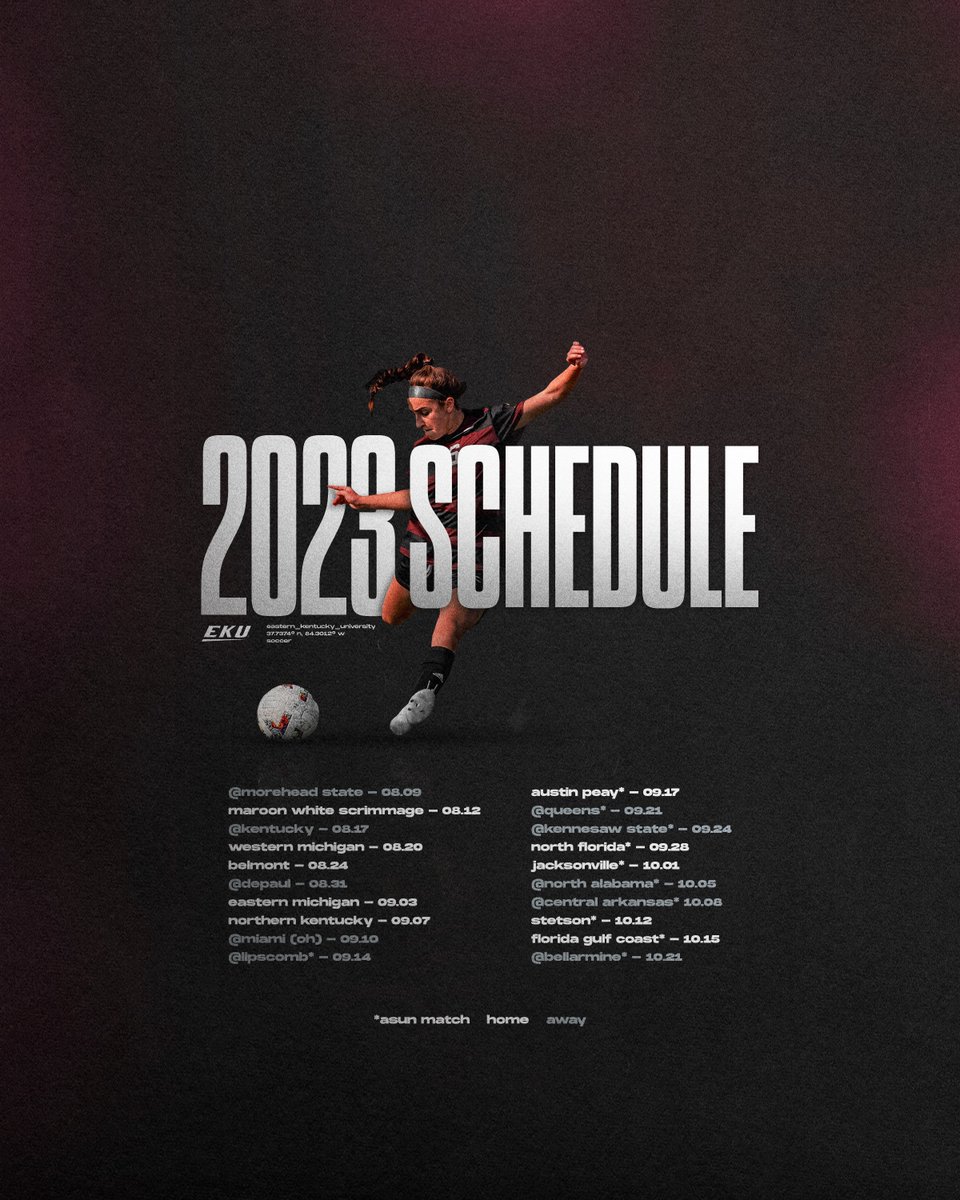 Our 2023 schedule has arrived ✅

We can't wait to see you at the EKU Soccer Field this Fall!

🗞️ - bit.ly/43KOL2Z
🗓️ - bit.ly/447NLpz