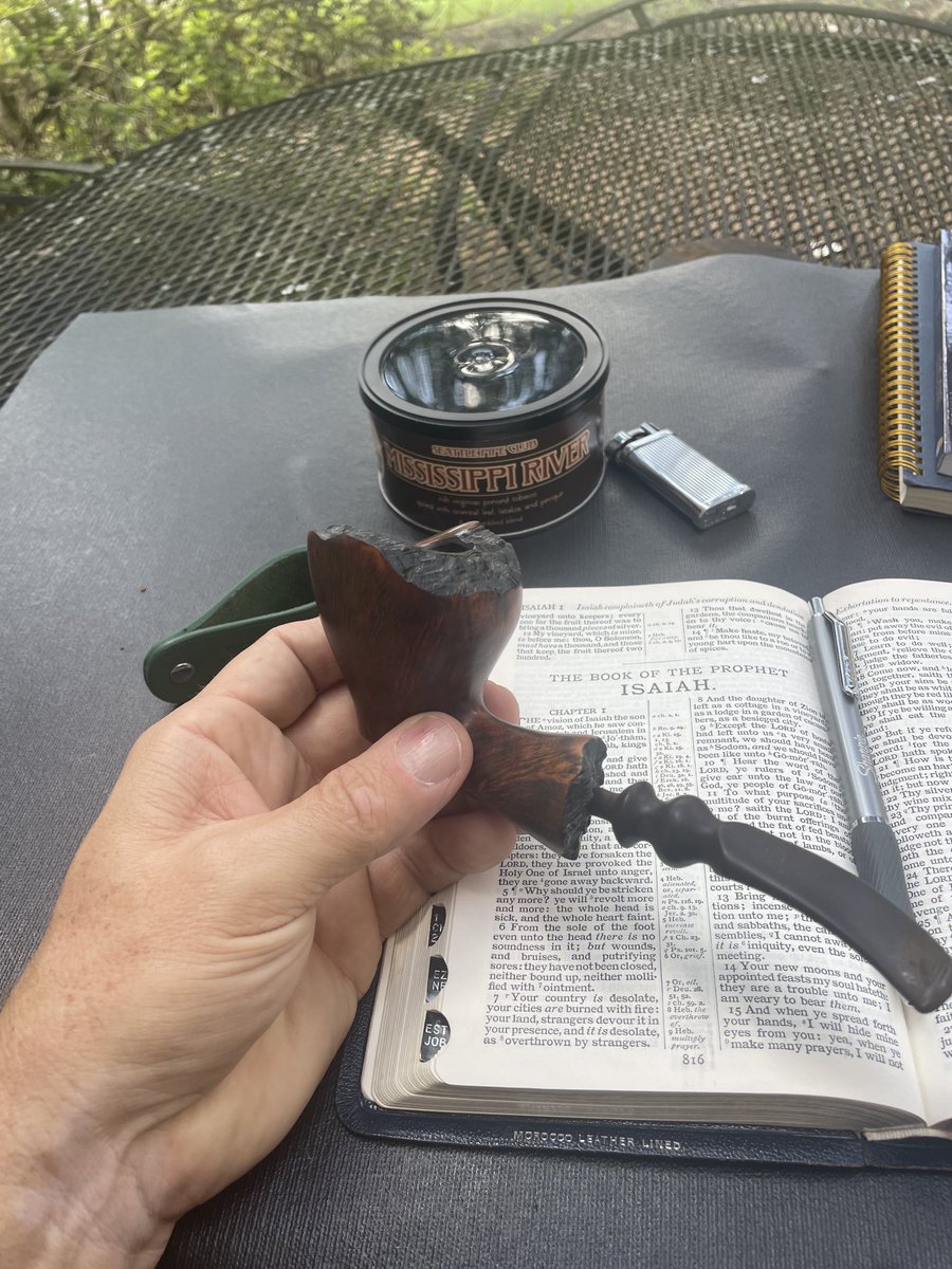 I am really enjoying my Father’s Day gift— a Ben Wade Golden Walnut. Based on my research, it was handmade in Denmark in the 70’s. The pipe is in perfect condition. I ran a pipe cleaner with some Everclear through it and it emerged spotless. I doubt it’s ever been smoked.