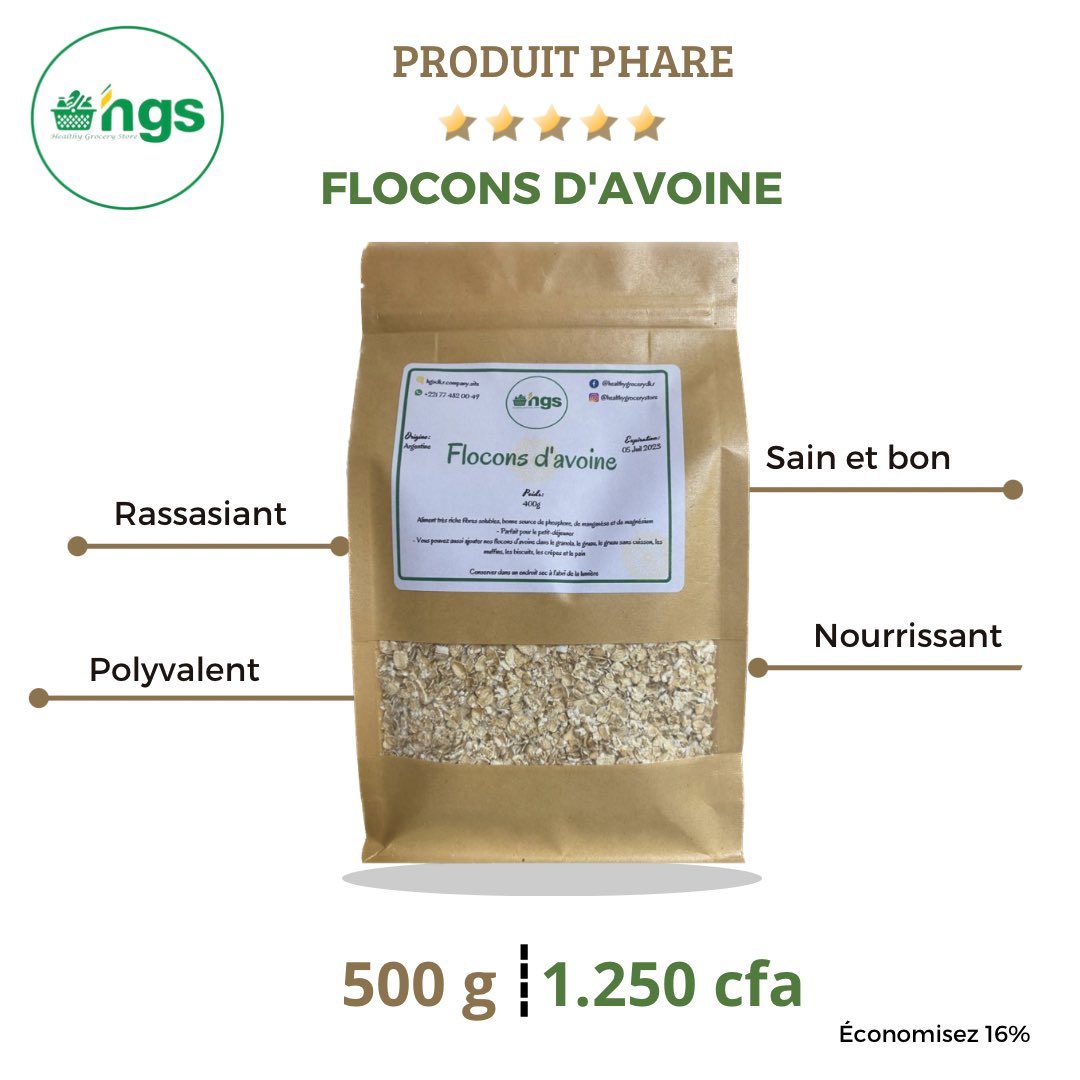 hgsdkr's tweet photo. Découvrez les flocons d'avoine,produit phare cette semaine, parmi nos best-sellers ! Ils sont un choix nutritif et bon pour un repas énergétique. Profitez de leur texture et de leurs bienfaits pour une alimentation saine et équilibrée.

 #floconsdavoine #promo #alimentationsaine https://t.co/POW59xZFJe
