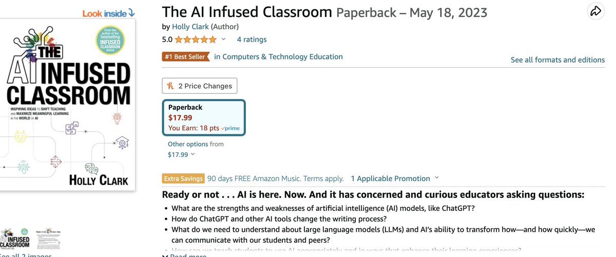 HollyClarkEdu's tweet image. After two weeks, it is still a best seller. I am so honored by this. Thank you everyone! #aiineducation