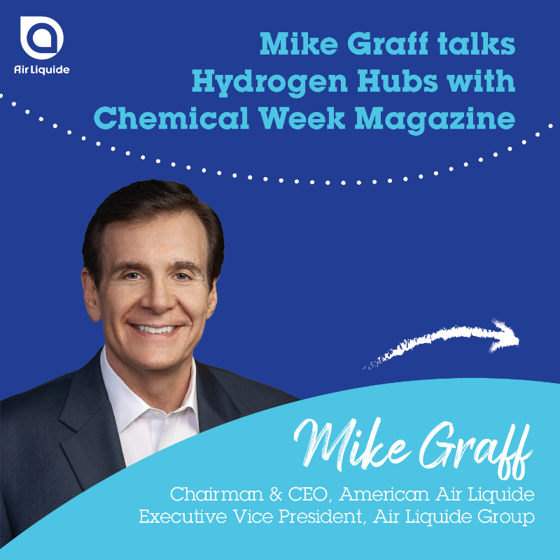 AirLiquideUSA's tweet photo. In the latest edition of Chemical Week from @SPGlobal Commodity Insights, American Air Liquide Chairman &amp; CEO @_MikeGraff shares how #hydrogen is central to the #energytransition and how @ENERGY's #HydrogenHubs Program is putting #H2 on the fast-track across the country! ⤵️