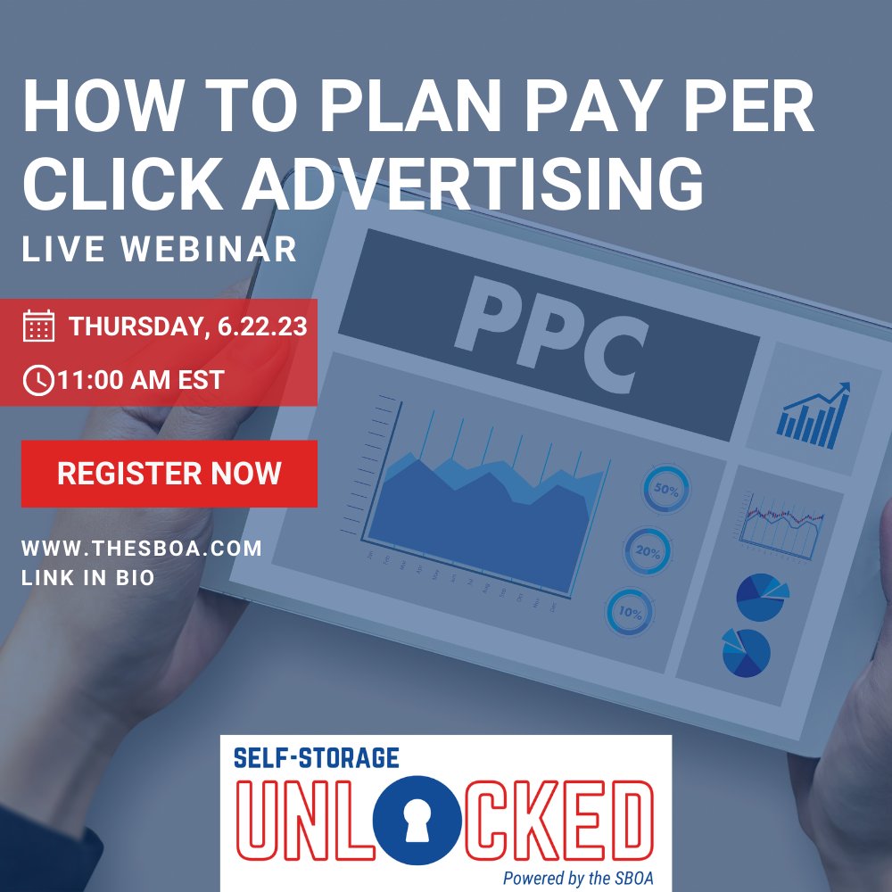 thesboa's tweet photo. π’ Join us THIS THURSDAY for π #SBOA #SelfStorageUnlocked: How to Plan Pay Per Click Advertising for Your #SelfStorageBusiness!
π
Date: June 22 β° Time: 11am - 12pm EST
πΌπ Secure your spot now; it's FREE: https://t.co/KlvSjSWuQa https://t.co/LJ4O8f6qee