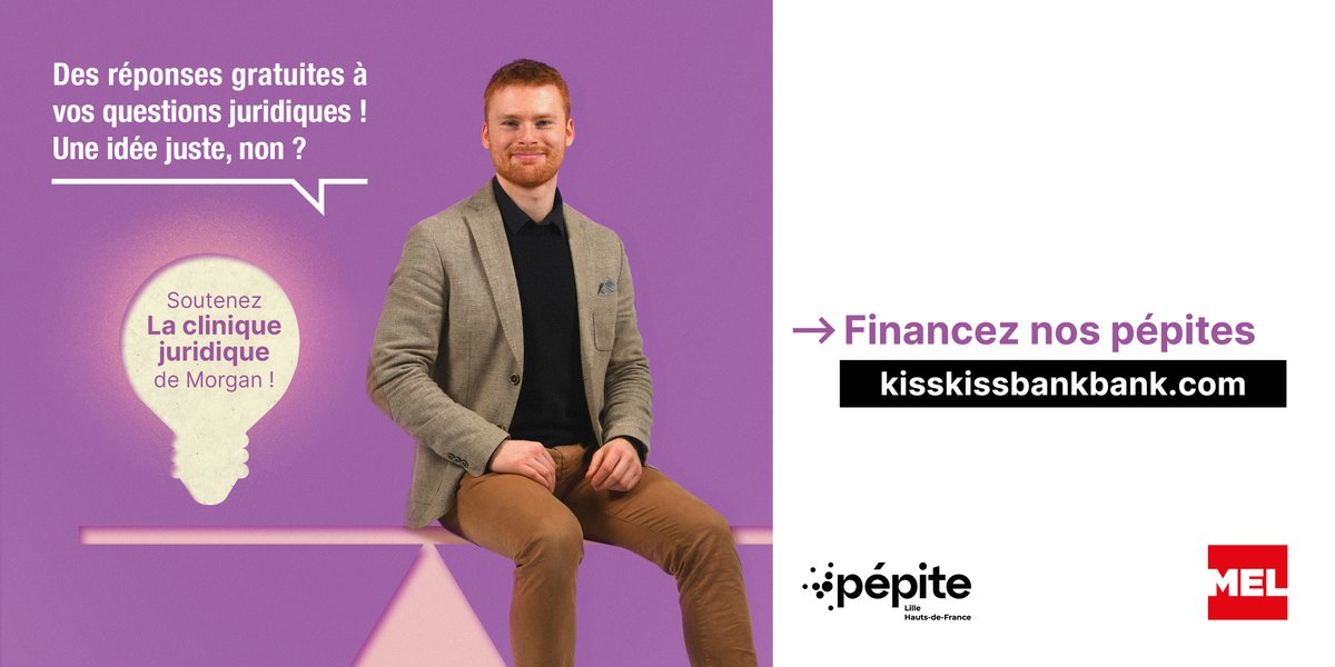 Métropole Européenne de Lille (@metropolelille) on Twitter photo ⚖️ Nous, on y croit pour Morgan, étudiant-entrepreneur et créateur de la Clinique juridique de Lille.
💡 L'idée : des réponses gratuites à vos questions juridiques.
👉 Vous y croyez aussi ? Soutenez sa campagne de financement participatif : kisskissbankbank.com/fr/projects/cl… <a href="/pepite_lhdf/">pepite_lhdf</a> ⚖️ Nous, on y croit pour Morgan, étudiant-entrepreneur et créateur de la Clinique juridique de Lille.
💡 L'idée : des réponses gratuites à vos questions juridiques.
👉 Vous y croyez aussi ? Soutenez sa campagne de financement participatif : kisskissbankbank.com/fr/projects/cl… <a href="/pepite_lhdf/">pepite_lhdf</a>