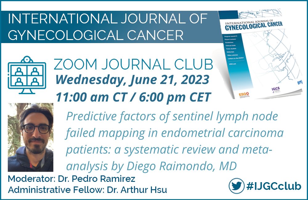 Join us for Journal Club on Wednesday, June 21 at 11:00 am CT/6:00 pm CET. More information: igcs.org/ijgc-journal-c…