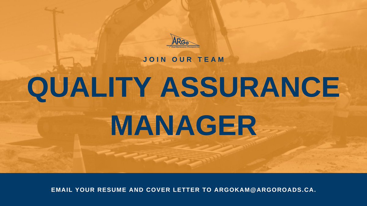 Argo_Thompson's tweet photo. We're looking for a dedicated, detail-oriented, & organized individual to join our team as a Quality Assurance Manager for Service Area 15 based at our Kamloops office.
To learn more, please visit https://t.co/LD1Xd61qev.
#Kamloops #KamloopsJobs https://t.co/wIbmqK6Cui
