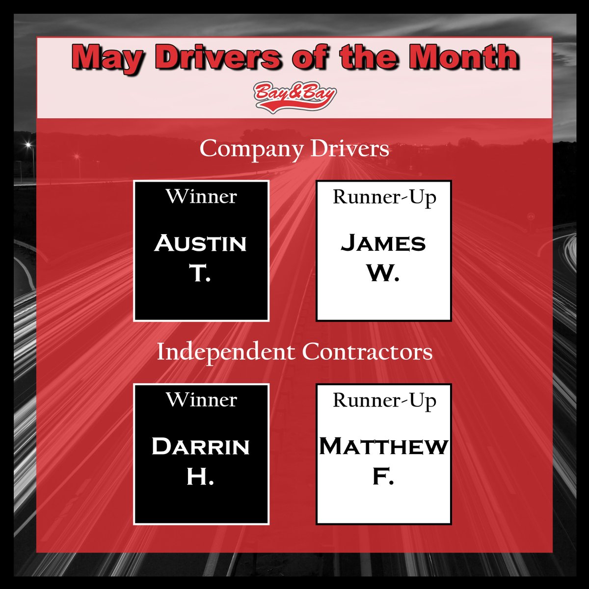 Congratulations to our Drivers of the Month! 👏👏 These exceptional individuals have gone the extra mile to provide top-notch service to our valued customers, and we couldn't be prouder to recognize their outstanding achievements. 🏆
#Trucking #Congrats