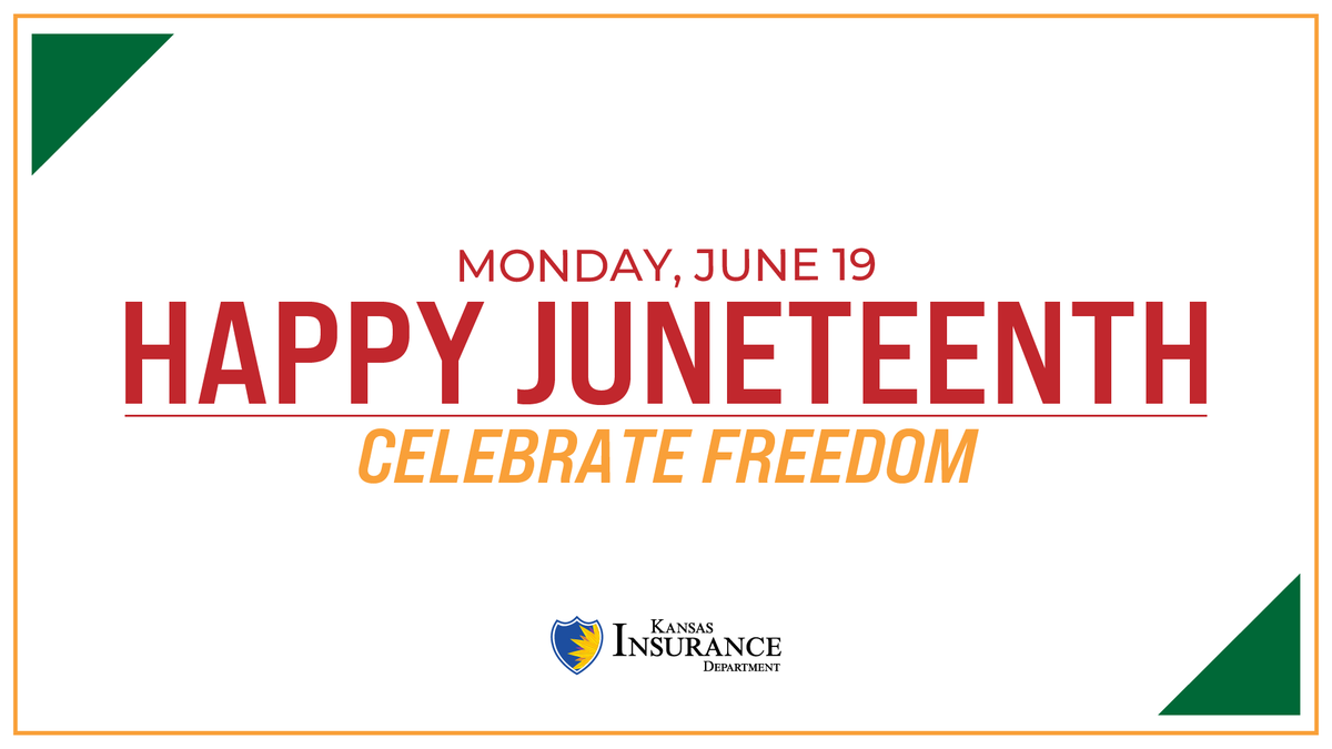 Happy Juneteenth (a.k.a. Freedom Day)!#ksleg #ksgov #ksins #kansas #insurance #securities