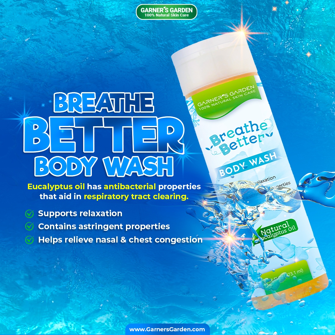 Awaken your senses with our Breathe Better Body Wash! Try it today. 
▫  
l8r.it/AMAz
▫  
#garnersgarden #breathebetter #naturaldecongestant #coldandflurelief #sinusrelief