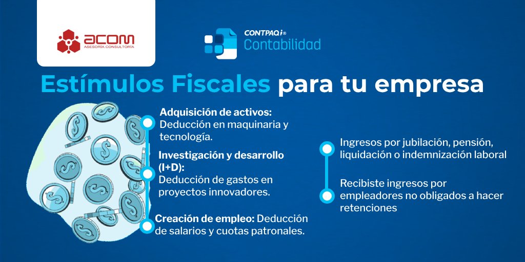 ¡Maximiza los beneficios para tu empresa con los #estímulosfiscales del #SAT! 🌟✨
Descubre cómo puedes modernizar tus procesos, impulsar la innovación, fomentar el empleo formal y fortalecer tu posición en los mercados internacionales. 🚀💼