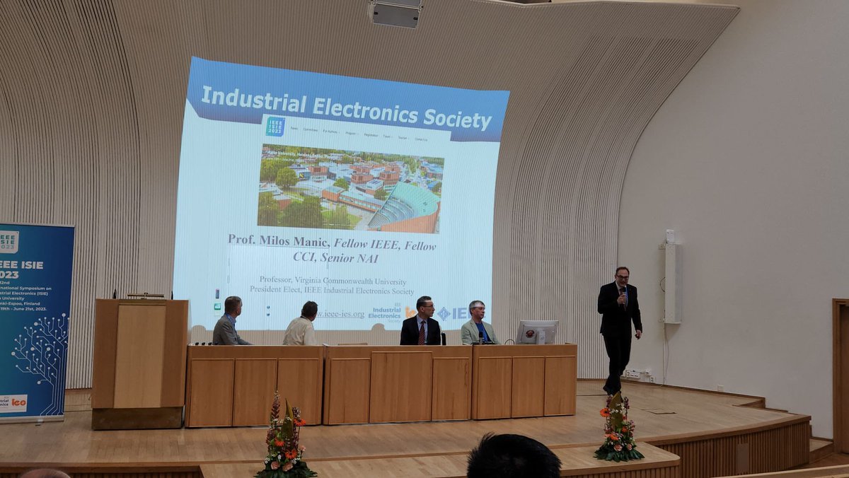 Milos Manic (@fellowmilos) on Twitter photo A great pleasure to open as Pres. Elect of <a href="/IEEEorg/">IEEE</a> <a href="/ieee_ies/">IEEE Industrial Electronics Society (IES)</a> the ISIE 2023 conference together with Vice President for Research of <a href="/AaltoUniversity/">Aalto University</a> Dr. Naukkarinen and Gen. Chair Dr. Vyatkin in Helsinki today. This IES flagship conference has been going on for over 30 years. A great pleasure to open as Pres. Elect of <a href="/IEEEorg/">IEEE</a> <a href="/ieee_ies/">IEEE Industrial Electronics Society (IES)</a> the ISIE 2023 conference together with Vice President for Research of <a href="/AaltoUniversity/">Aalto University</a> Dr. Naukkarinen and Gen. Chair Dr. Vyatkin in Helsinki today. This IES flagship conference has been going on for over 30 years.