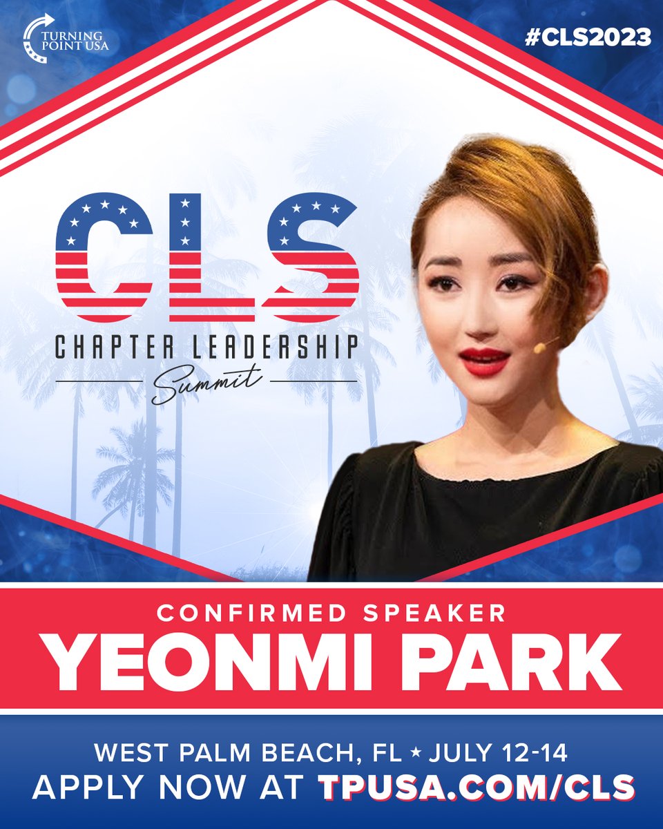 tpusastudents's tweet photo. 🚨CLS SPEAKER DROP🚨 

We are thrilled to welcome Yeonmi Park to our CLS lineup in West Palm Beach, Florida! 

Follow us &amp; stay tuned for more exciting updates!🌴

https://t.co/rBeS8eFGov https://t.co/M9jy9t00fz