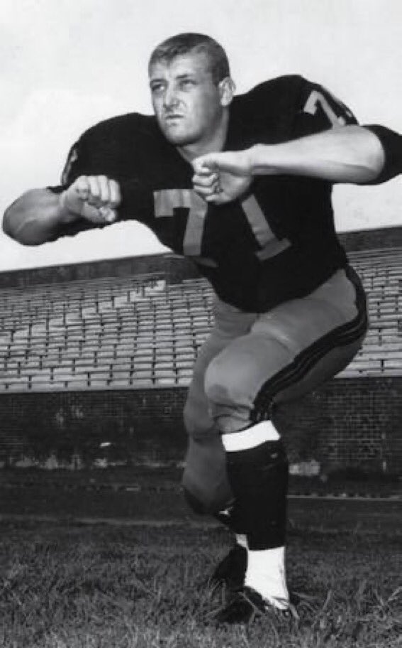 AdamBWitten's tweet photo. 7️⃣1⃣ days until @AppState_FB

Larry Hand’s 7⃣1⃣ jersey is one of four retired at App.  He was a two-time All American and played 13 seasons in the NFL https://t.co/V5VjvgQs8h