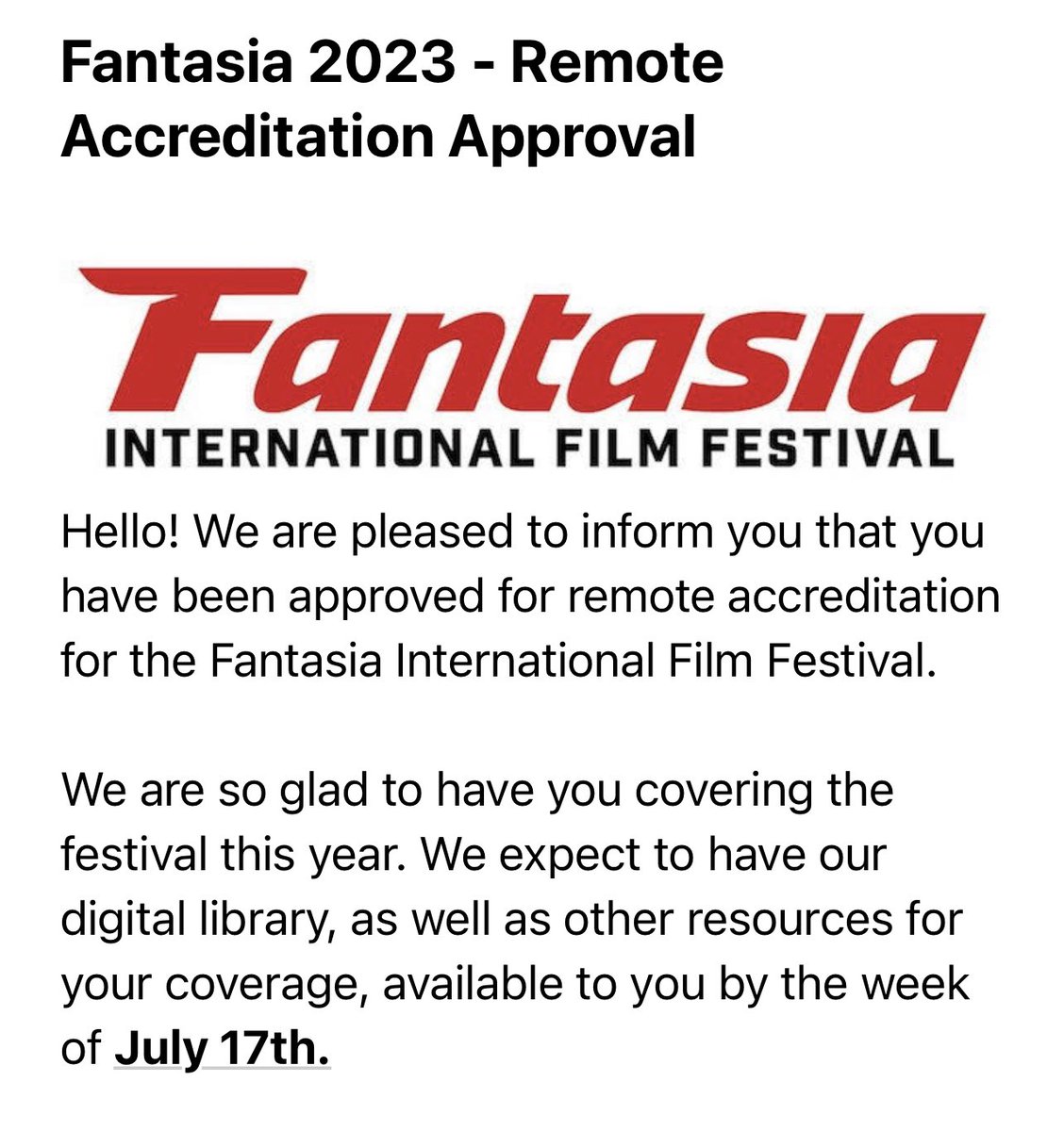 ⁦Almost time for my favorite international genre film festival: ⁦@FantasiaFest⁩. If only I could go to Montreal for three weeks … 🤔🤔