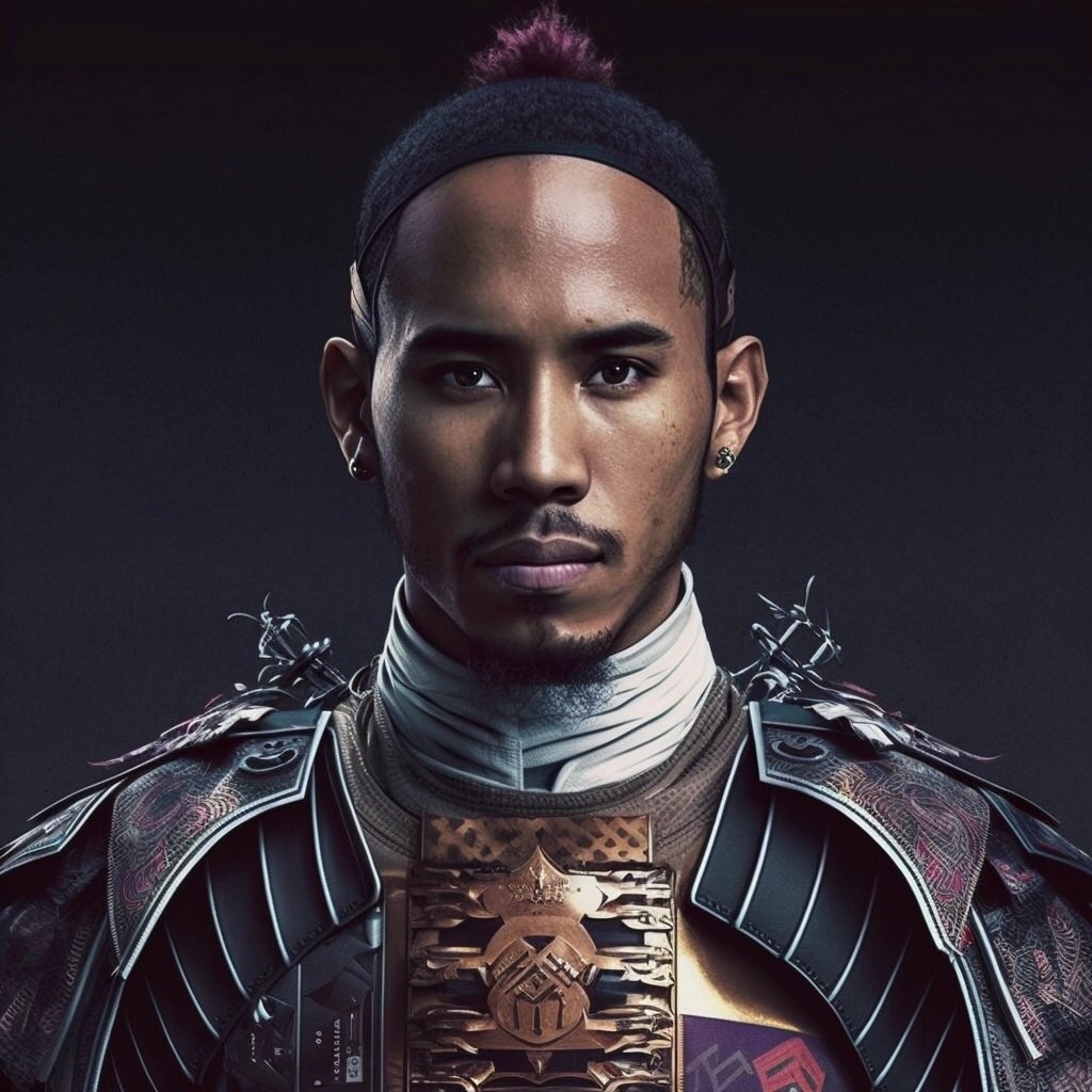 lucrincon's tweet photo. Yesterday’s battle with @LewisHamilton was epic! What a great show to see them fighting in #CanadaGP #Samurai #aigeneratedart https://t.co/vZ1YA6uZ42