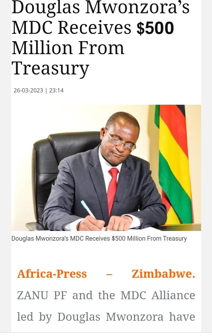 Mwonzora is also ZANU funded.
Last month Mwonzora received US$200K funding for #2023Elections from ZANU through the CIO.