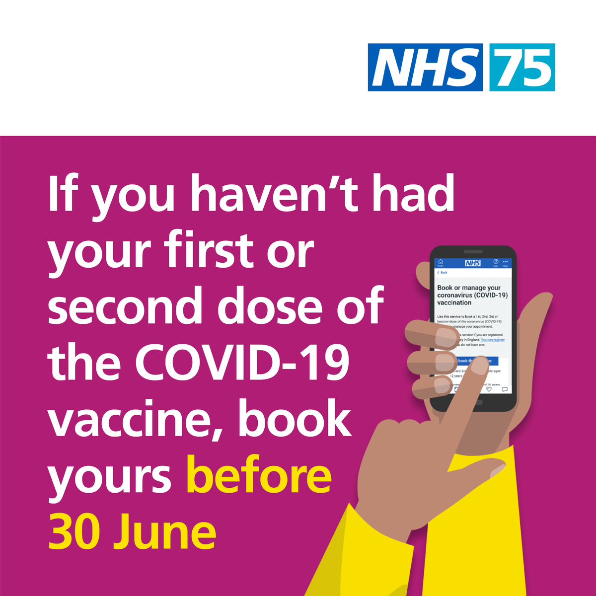 NHSEngland's tweet photo. After 30 June, the COVID-19 vaccine will only be offered to those at higher risk of serious infection. 

People aged five or above (on 31 August 2022) can still get their first or second COVID-19 vaccines until 30 June. https://t.co/kFXGT0nmm2 https://t.co/rOLgkQvV89
