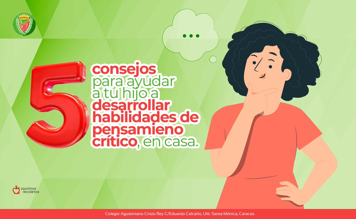 agustinianocr's tweet photo. 🧐💭💡 ¿Quieres ayudar a tus hijos a desarrollar habilidades de pensamiento crítico? Aquí te dejamos cinco pasos sencillos que puedes seguir en casa. https://t.co/QCc3UUGhJN