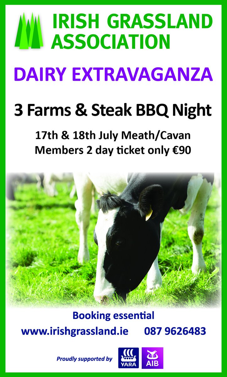 We know you've been waiting patiently to book tickets. You've asked for more social meet-ups, + we've delivered with this year's #igadairy Extravaganza. 

Come to the <a href="/AIBBiz/">AIB Business</a> Dairy Sum Tour + enjoy an extra day / night out for only €30 extra with <a href="/Yara_Ireland/">Yara Ireland</a>. 

RT welcome