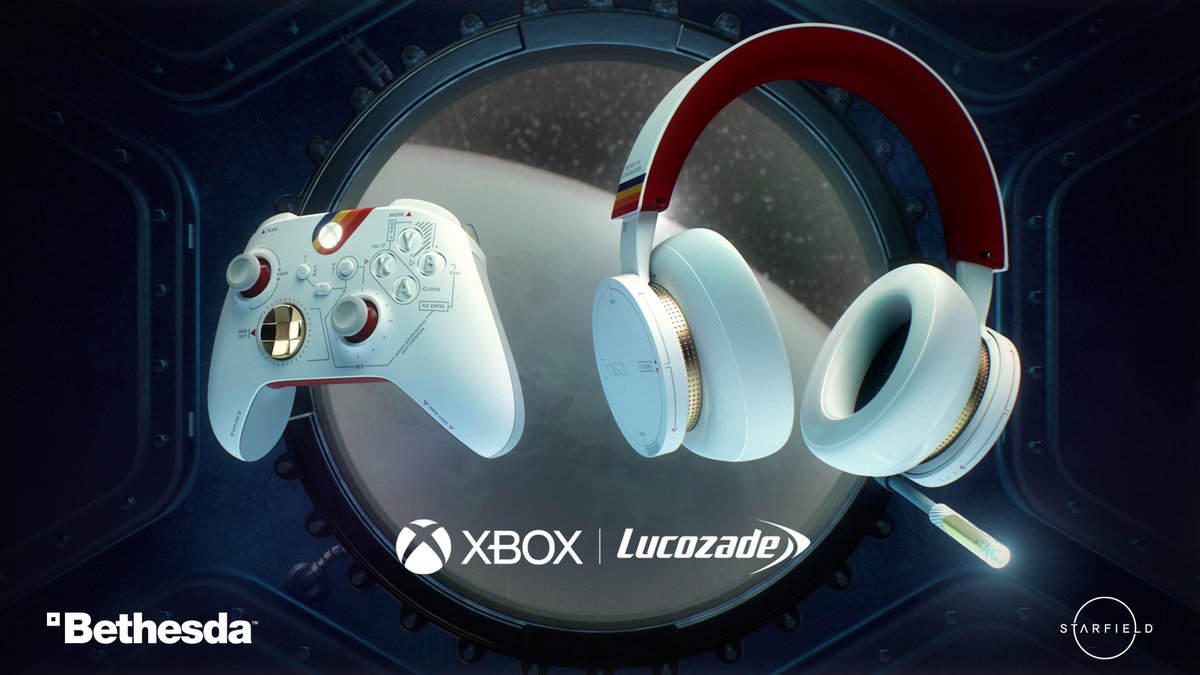 🚀 Starfield x Lucozade Giveaway 🚀 Follow @XboxUK & @LucozadeEnergy & RT this tweet for the chance to win: 🎮 Starfield Limited Edition Controller + Headset SIGNED BY ✨ Todd Howard ✨ ⚡ Xbox Series X Minifridge + a Lucozade Rocket Launcher