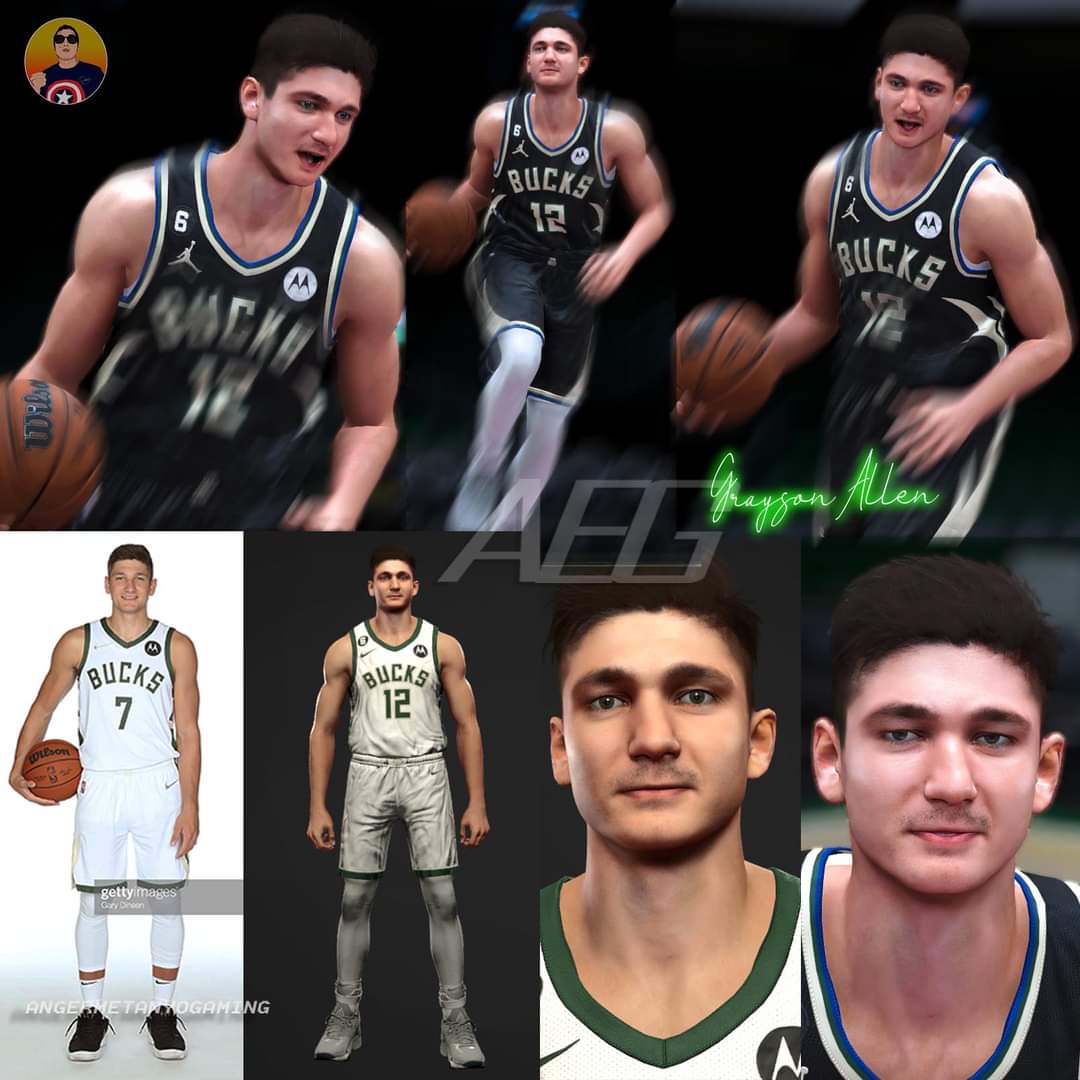 Grayson Allen
For NBA2K23
(c)  Sportshub for Global
(c) 2KGod for Roster & Presentation
(c) Ryn2K_Mods for Lightning
-compatible for any shirtsleeve
-Updated Body & Face Texture
#GraysonAllen
#milwaukeebucks
#aegmods
#aeocfmods
#aeocyberfaces