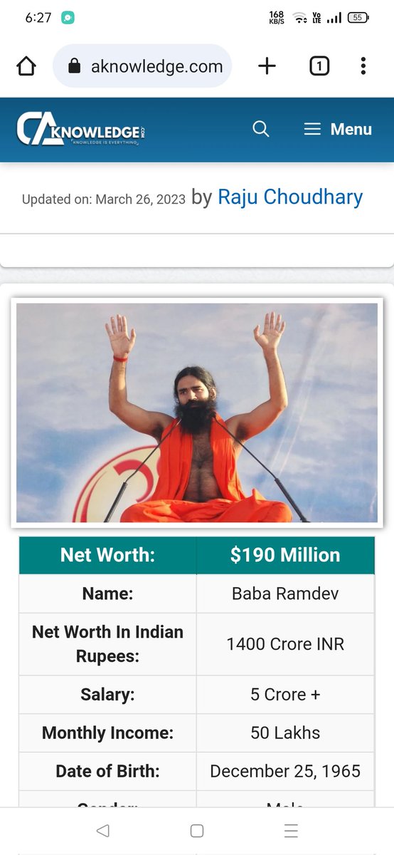 Kemu_Shroff's tweet image. Baba Ramdev is a billionaire 🤯