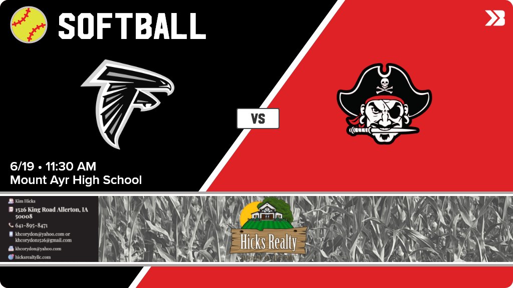 Softball (Varsity) Game Day! - Check out the event preview for the The Wayne Falcons vs the Mount Ayr Raiders. It starts at 11:30 AM and is at Mount Ayr High School Raiderette Softball Field. https://t.co/qTzUSqaO9N https://t.co/Q2NmB9YkNs