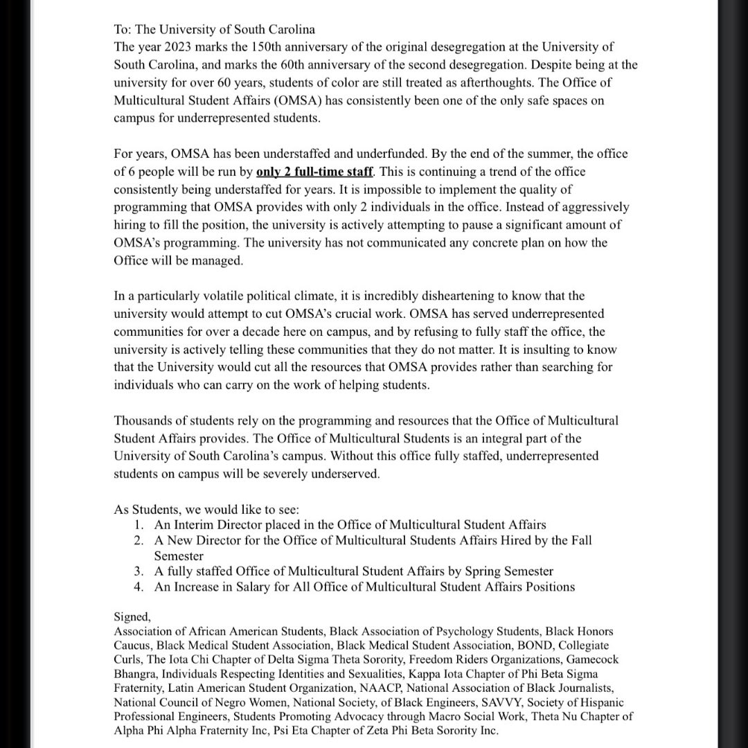 AAAS is firm in its stance of supporting the Office of Multicultural Student Affairs. Click the link in the bio to contact university officials. Please remember to be respectful as we advocate for the needs of students on campus. #PROTECTOMSA