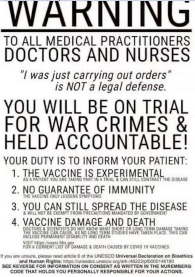 If Doctors and Medical Professionals are scared, they should be.
#Nuremberg2 #Nuremberg2Now #Nuremberg #TwentyFootDrop