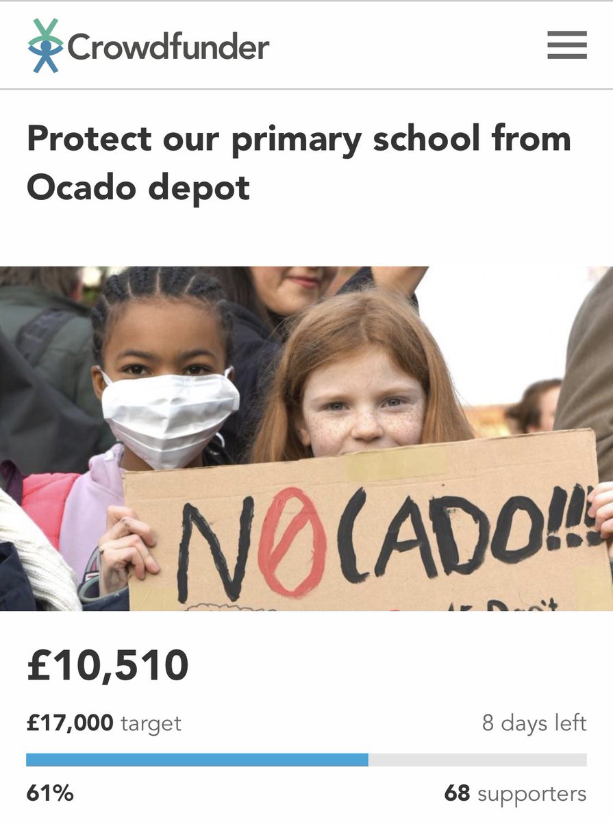 61%! 🚀🚀
We’ve just passed £10k!!
Thank you thank you thank you to our 68 supporters who have helped us get to this point 🙏🙏🙏

8 days to go 👉 crowdfunder.co.uk/p/protect-prim…

No depots next to primary schools anywhere!! ❌

@SilvertownTn @TreesNotCars @StopTheRebuild @ChetwyndRoad