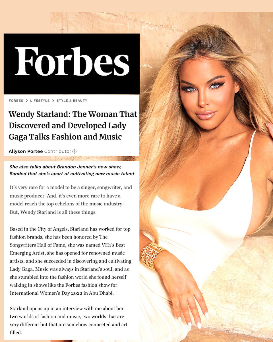 WendyStarland's tweet image. I am beyond honored and grateful that I am featured in @Forbes ‼️Get an inside look at my adventures in music, modeling, and the new TV show I’m on @bandedshow ! Huge thank you to Allyson Portee! Click the link below to read the full article! #Forbes 

forbes.com/sites/allysonp…