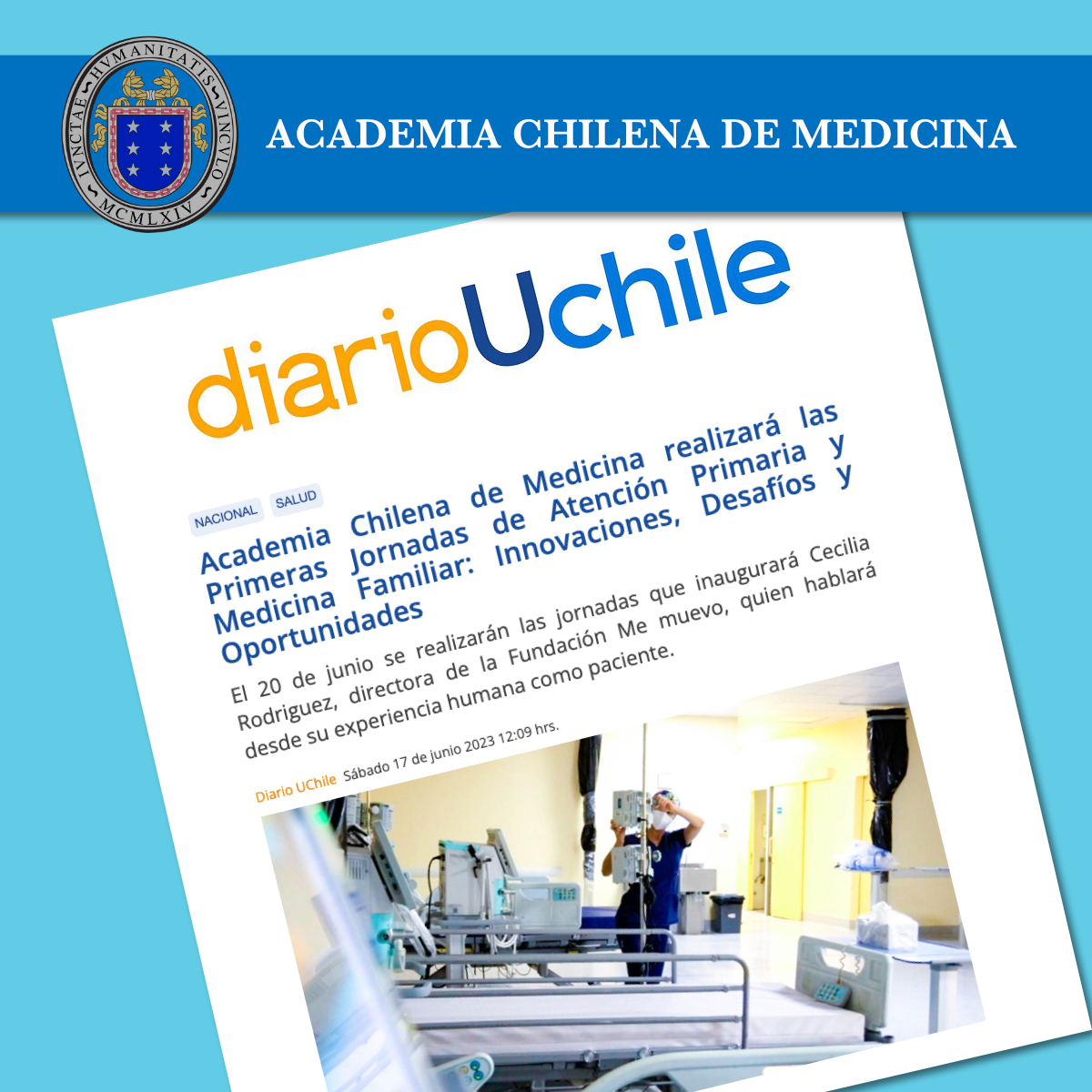 Academia Chilena de Medicina realizará las Primeras Jornadas de Atención Primaria y Medicina Familiar: Innovaciones, Desafíos y Oportunidades.
Ver nota: bit.ly/3XeAxFi