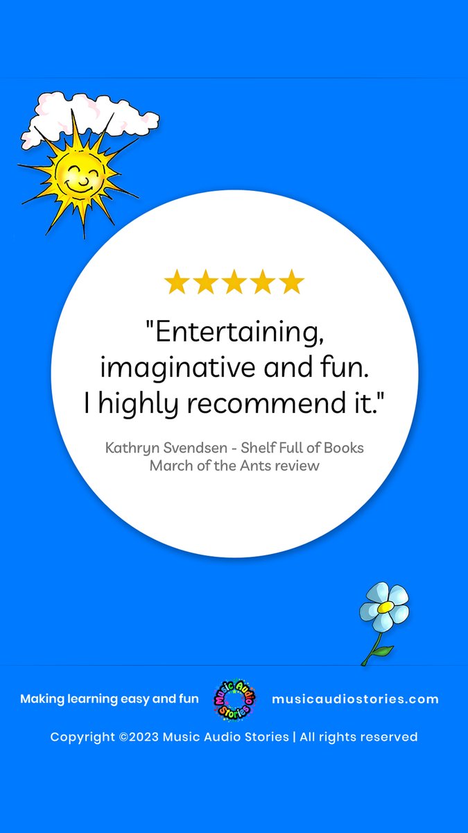 ⭐️⭐️⭐️⭐️⭐️
'Entertaining, imaginative and fun. I highly recommend it.'

~March of the Ants Music Audiobook Review 
by Kathryn Svendsen - Shelf Full of Books

See more reviews ➡️ musicaudiostories.com/march-of-the-a…

#Audiobook #Reviews #recommended #KidsAudiobook #AudiobookReview #Ant #Story