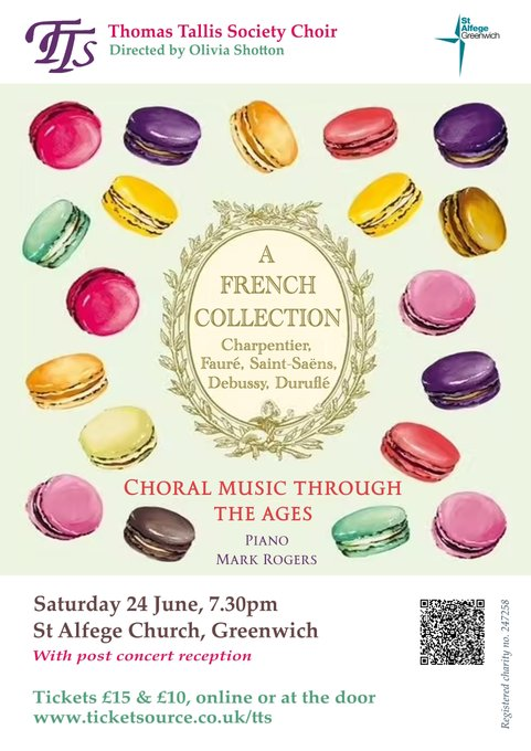 This Saturday @StAlfegeChurch #Greenwich: gorgeous French music from several centuries for choir and piano, @TTsoc chamber choir conducted by @ShottonLiv with pianist Mark Rogers. 730pm concert - drinks reception in the churchyard afterwards Tickets: ticketsource.co.uk/whats-on/green…