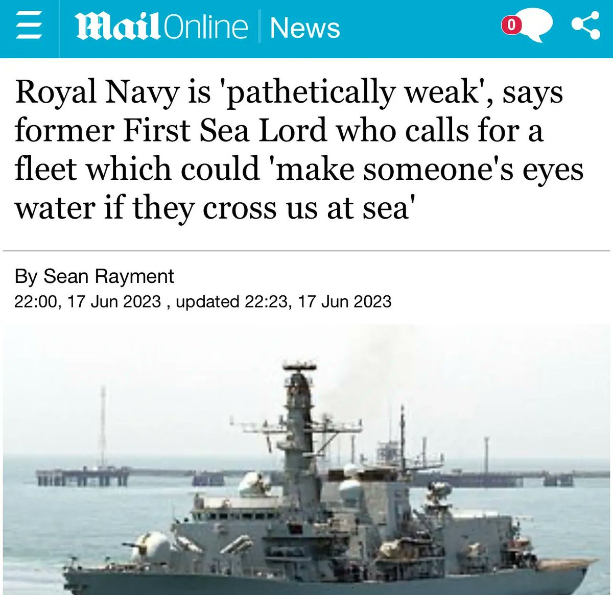 The Royal Navy used to be the largest navy on earth. 
Britain ruled the waves for centuries. 
Now our navy is ‘pathetically weak’. 
This has been deliberately done. 
The globalists want Britain weak and prostrate. 
They want us ‘dependent’, not ‘independent’.