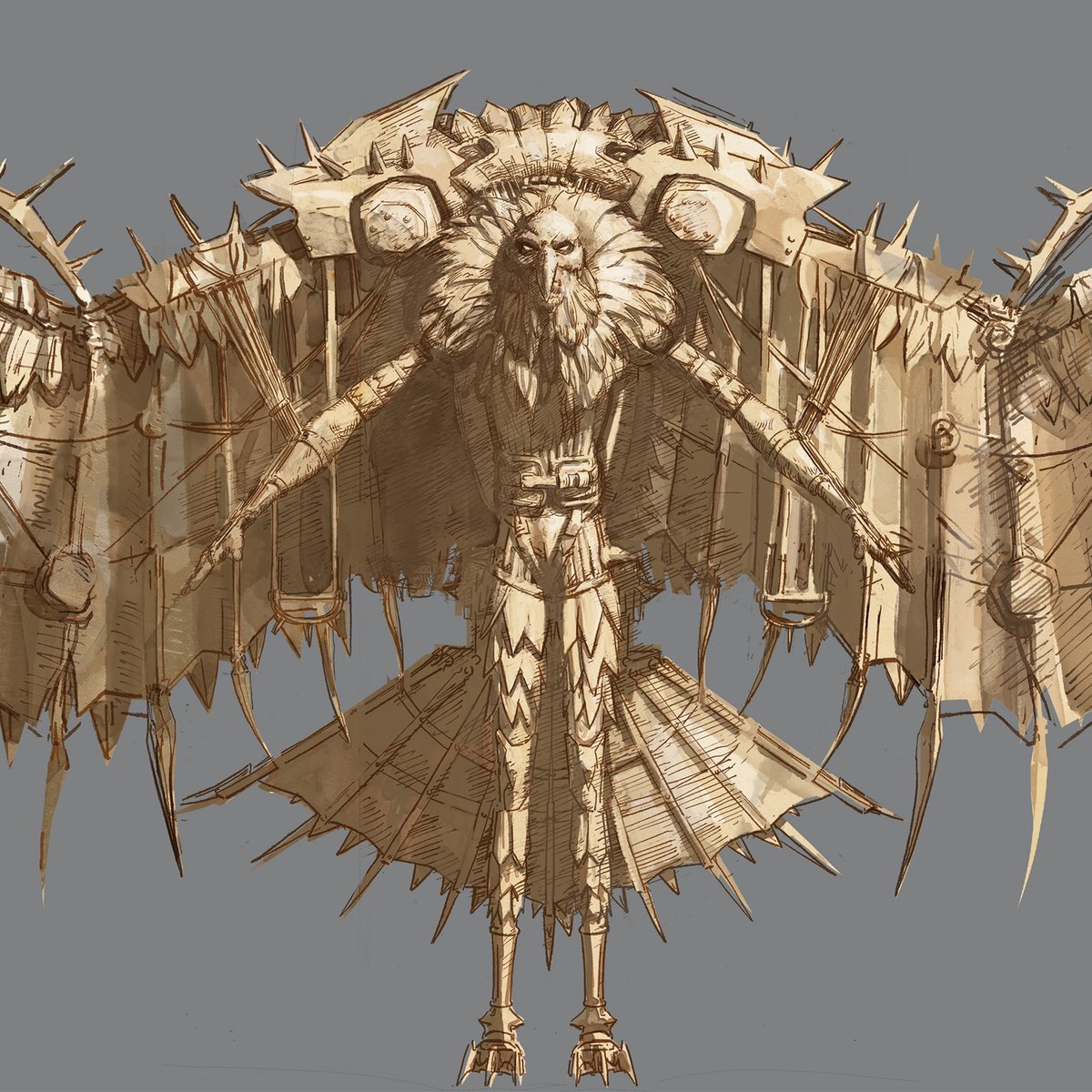 willcoyner's tweet image. Another early assignment was the character paint for Vulture. He was supposed to be a Da Vinci parchment drawing come to life. I used a lot of hand drawn inks to get texture on the line work to avoid it feeling too digital #acrossthespiderverse #vulture #spiderman