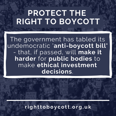 Breaking: The Gov has just published its ‘anti-boycott bill’ Had this law been in place during the 1980s it would have forced local authorities & universities to do business with apartheid South Africa That's why we're opposing this bill #RightToBoycott righttoboycott.org.uk