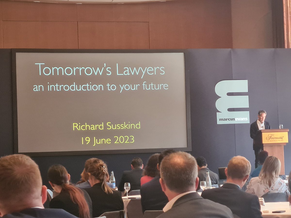 Enjoying @richardsusskind key note speech at @marcusevans at Montreux on the future of lawyers. #law #futureoflaw #InteligenciaArtificial #ArtificialIntelligence @isabelposadas_ @IMEFOficial @Coparmex @ANADEcolegio @nuhadsita13 @sanchezdevanny