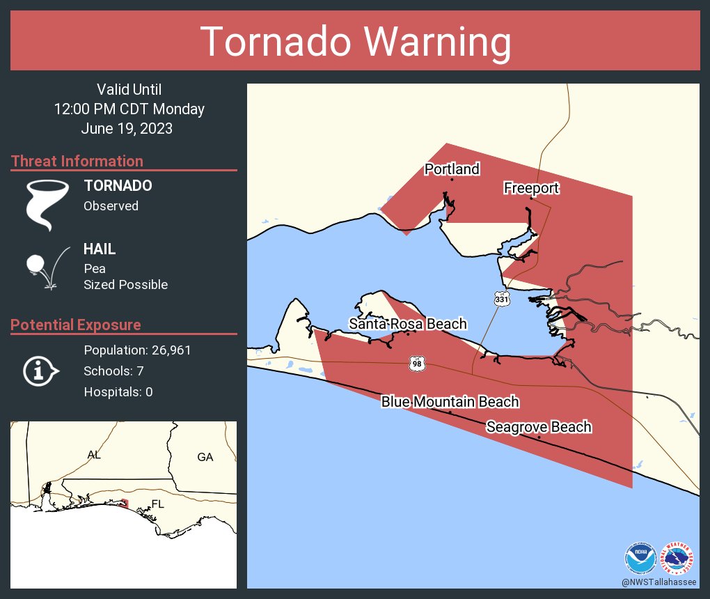 NWS Tornado on Twitter "Tornado Warning continues for Freeport FL, Portland FL and Santa Rosa