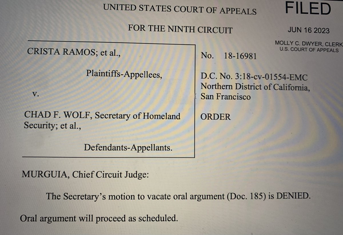 2. DOJ tried to get the argument canceled and Ramos case dismissed as moot, but we opposed, and the en banc Ninth Circuit ruled on Friday afternoon the argument would go forward! Seattle here we come!!! @_cristaramos @Carecen_LA @TPS_Alliance @NDLON @adhikaar @HaitianBridge /end