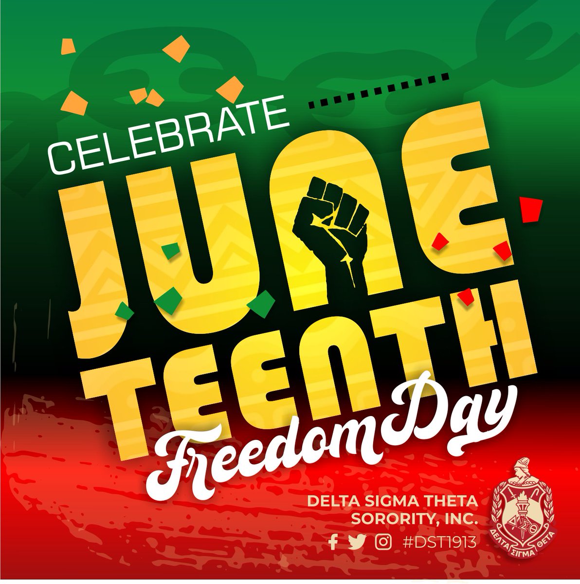 Delta Sigma Theta Sorority, Inc. joins in the celebration of #Juneteenth to commemorate June 19, 1865, a date two and a half years after emancipation when our enslaved ancestors in Texas, the most remote “slave-holding” state, were finally informed they were free.

#DST1913